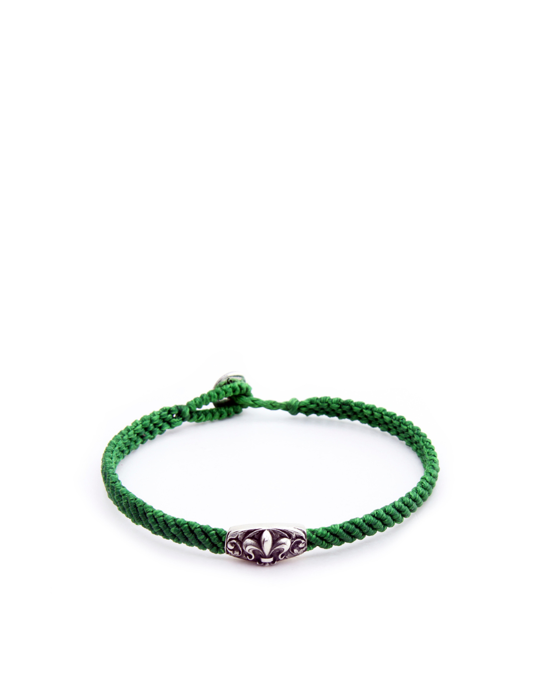Makrame Fleur De Lis Disc Men’s Silver Bracelet