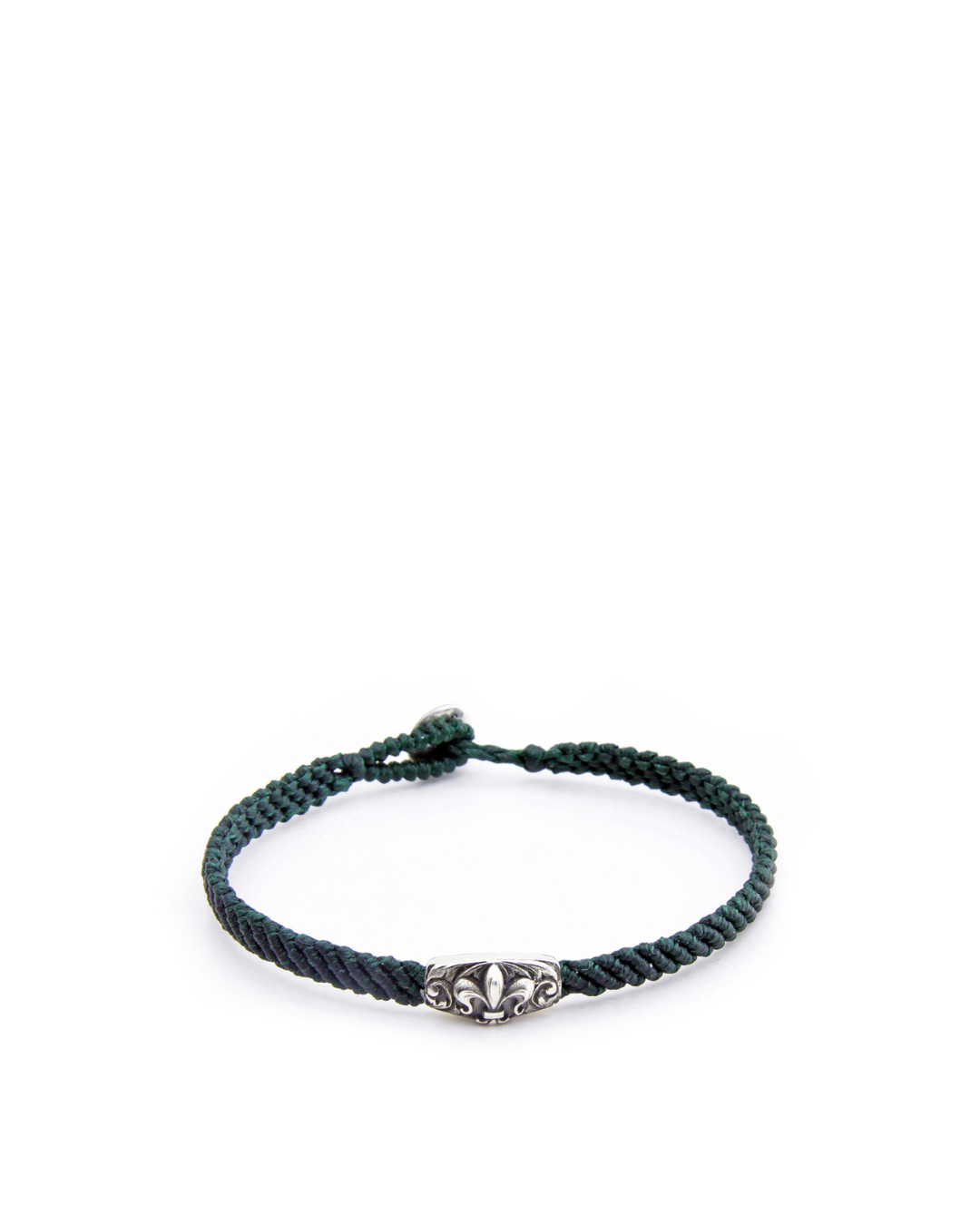 Makrame Fleur De Lis Disc Men’s Silver Bracelet