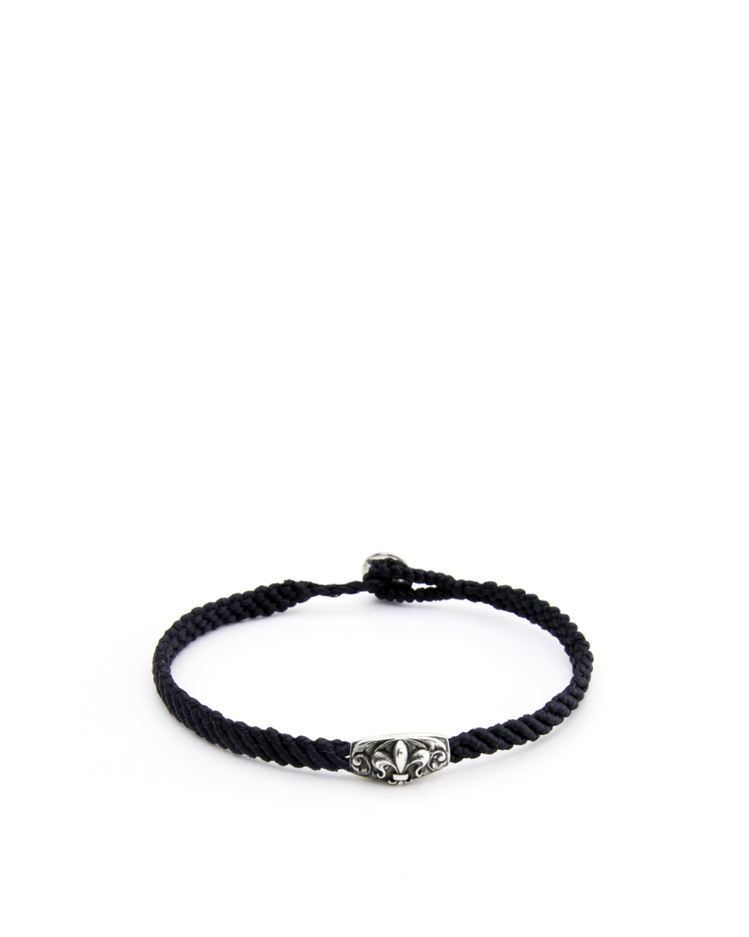 Makrame Fleur De Lis Disc Men’s Silver Bracelet
