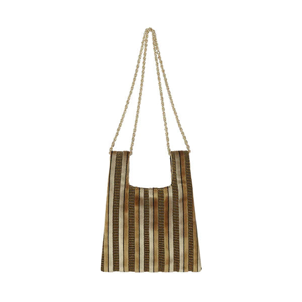 Micro Ines In Gold-Striped Velvet