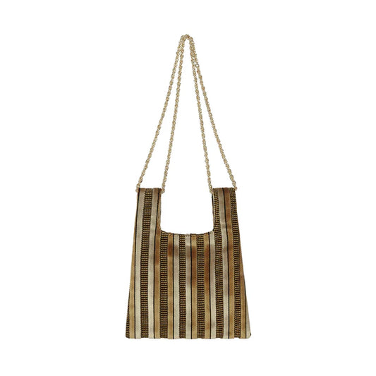Micro Ines In Gold-Striped Velvet