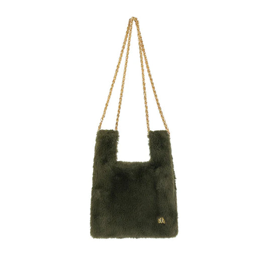Micro Ines In Khaki Faux Fur