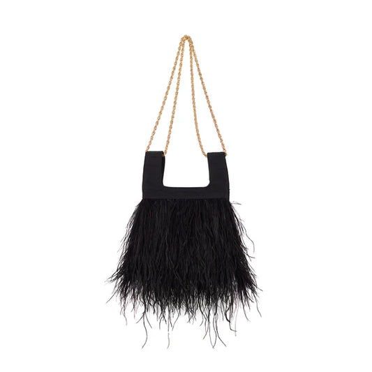 Micro Ines In Black Silk With Feather
