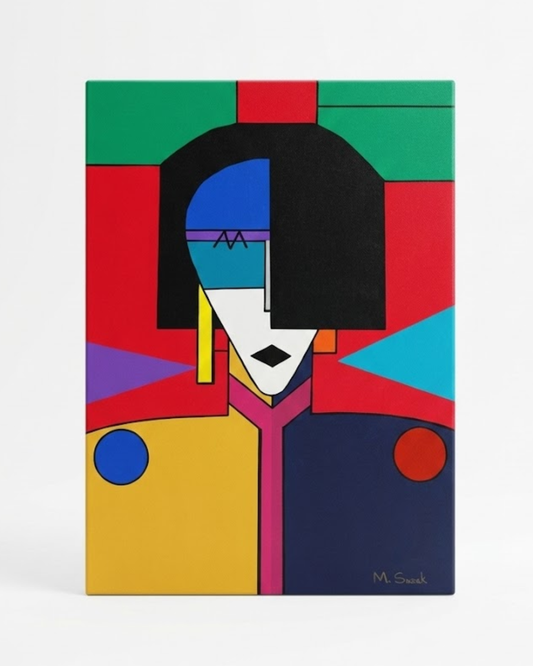 Mysterious Gaze 80 × 60 cm Surrealist Geometric Abstraction Oil Painting On Canvas