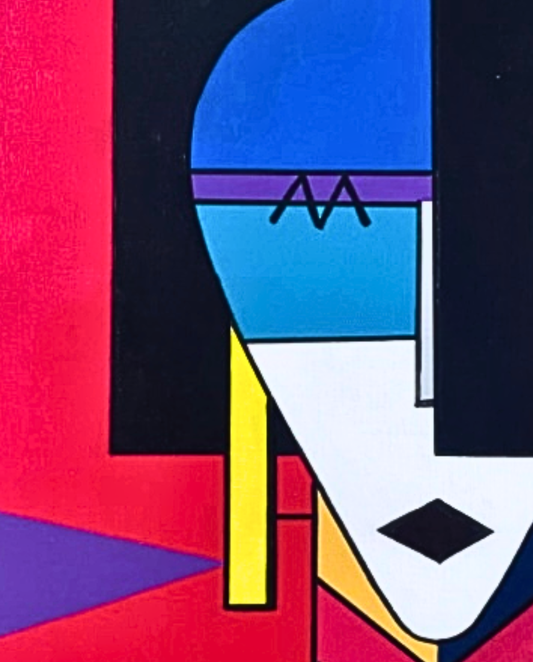 Mysterious Gaze 80 × 60 cm Surrealist Geometric Abstraction Oil Painting On Canvas