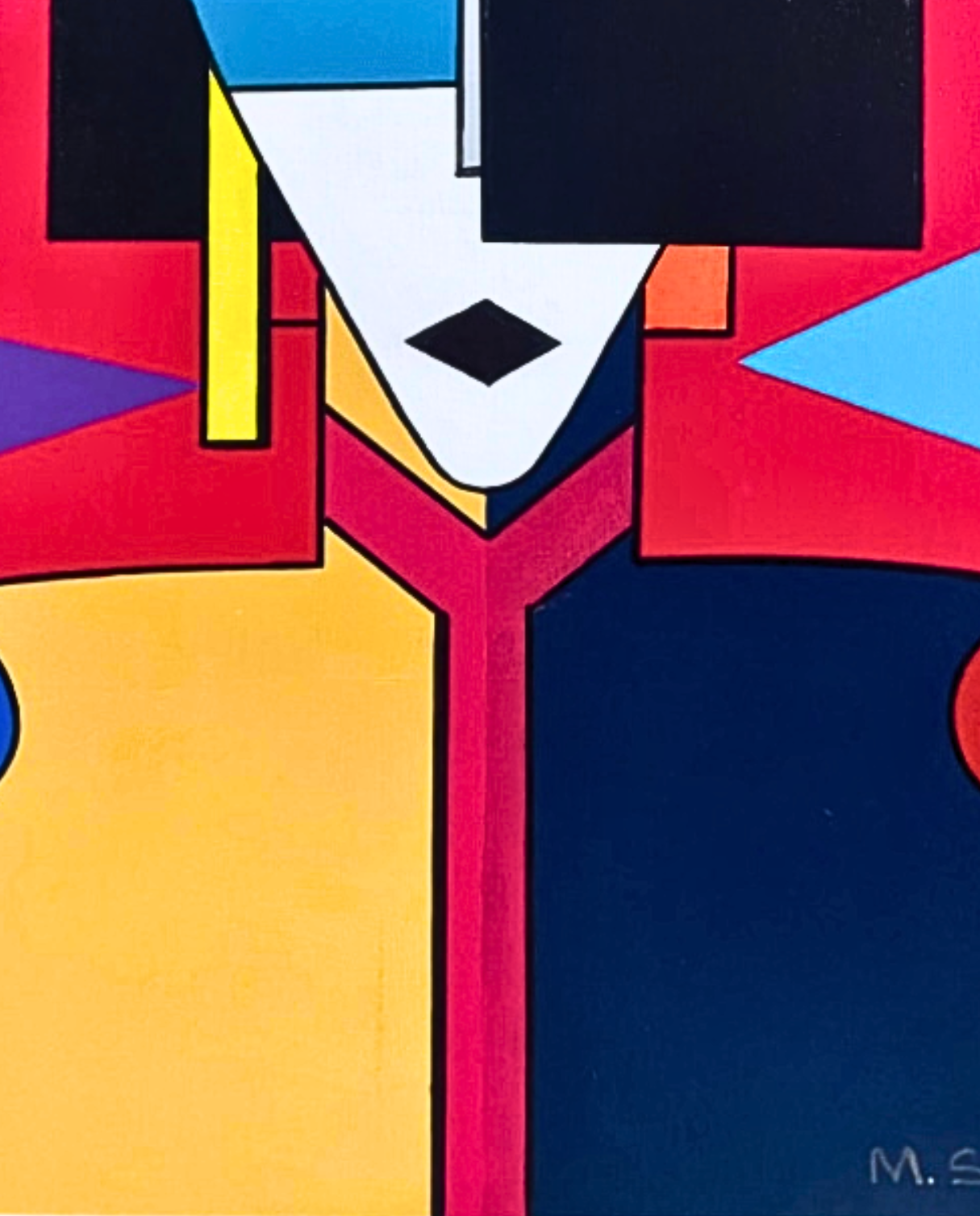 Mysterious Gaze 80 × 60 cm Surrealist Geometric Abstraction Oil Painting On Canvas