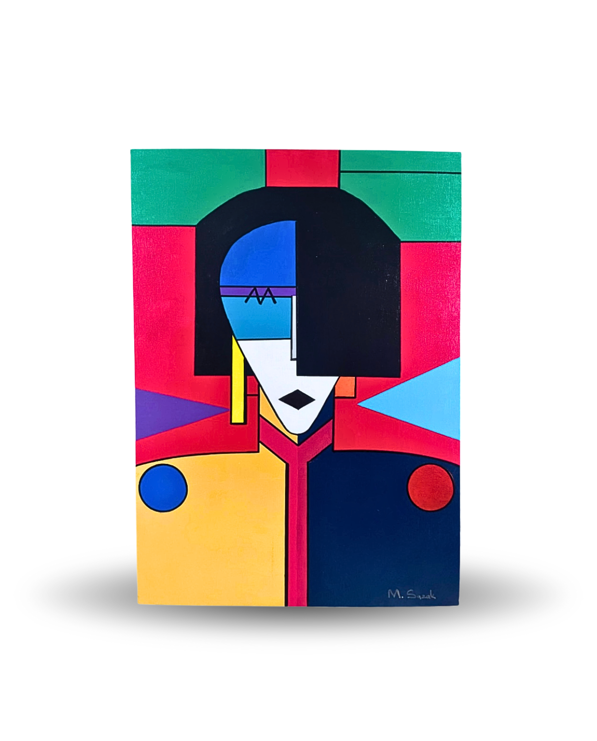 Mysterious Gaze 80 × 60 cm Surrealist Geometric Abstraction Oil Painting On Canvas