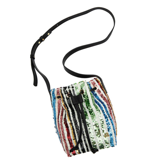 Noemie In Multicolor-Stried Sequin-Embellished Tweed