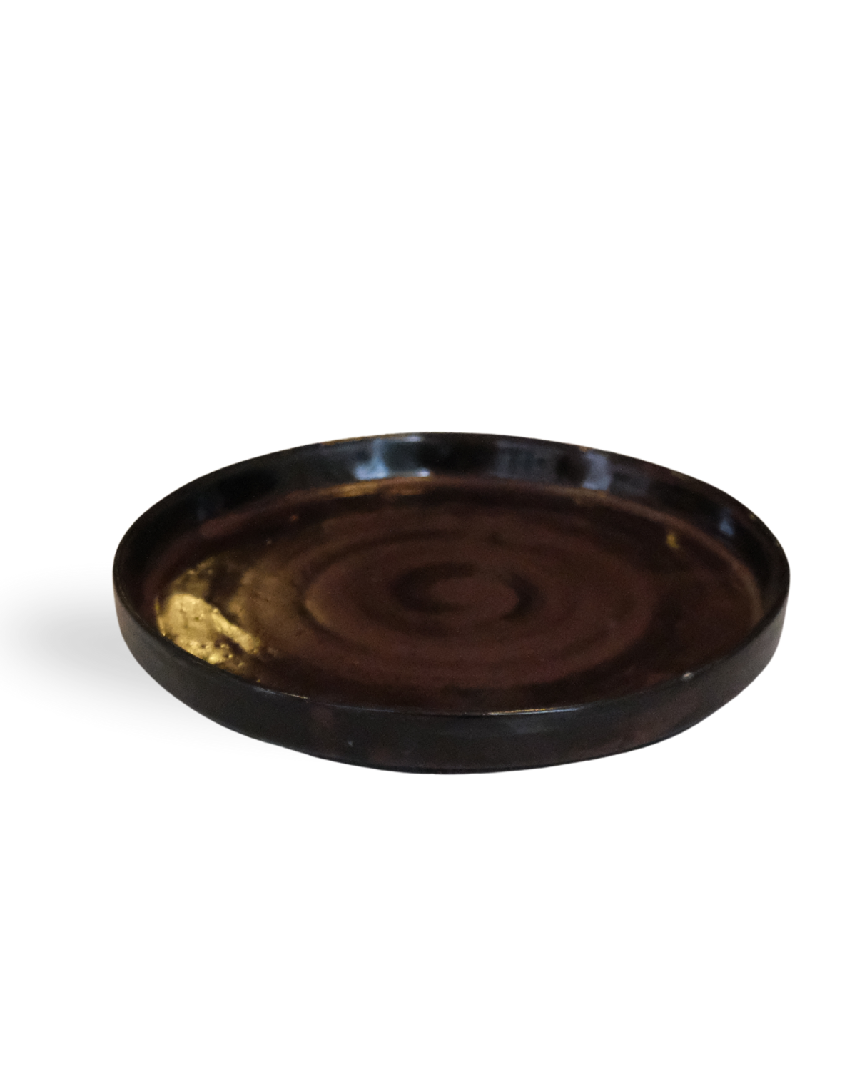 Obsidian Shine 20 cm Abstract Handmade Ceramic Plate
