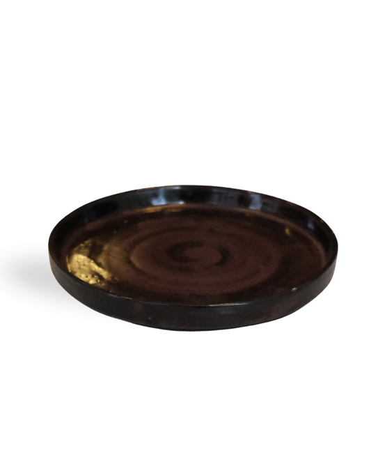 Obsidian Shine 20 cm Abstract Handmade Ceramic Plate