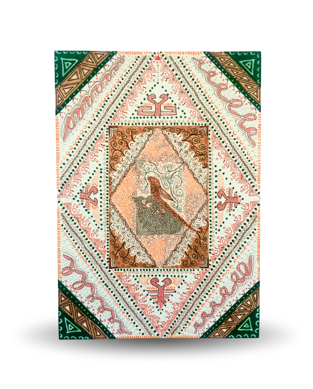 Oriental Bird 17x24cm Archival Ink & Marker Drawing