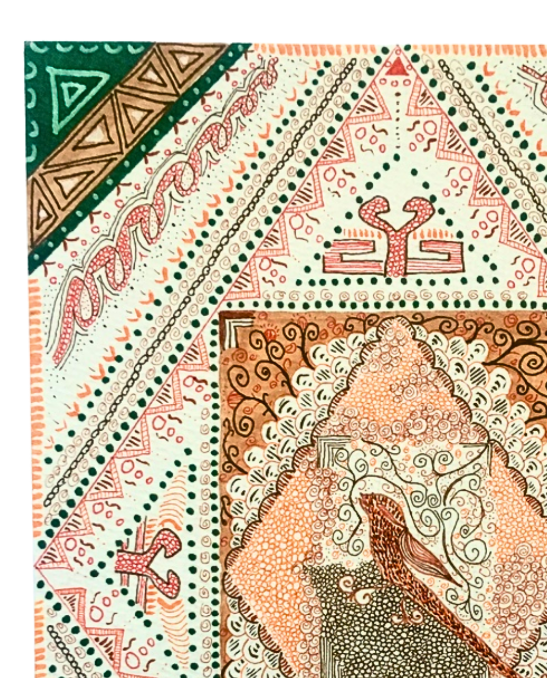 Oriental Bird 17x24cm Archival Ink & Marker Drawing