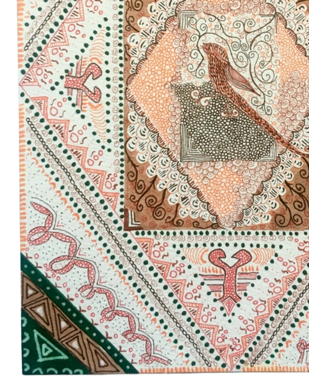 Oriental Bird 17x24cm Archival Ink & Marker Drawing