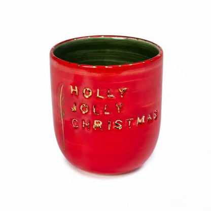(With Special Gift Box) Xmas Holly Holly Christmas Handmade Ceramic Red Mood Mug