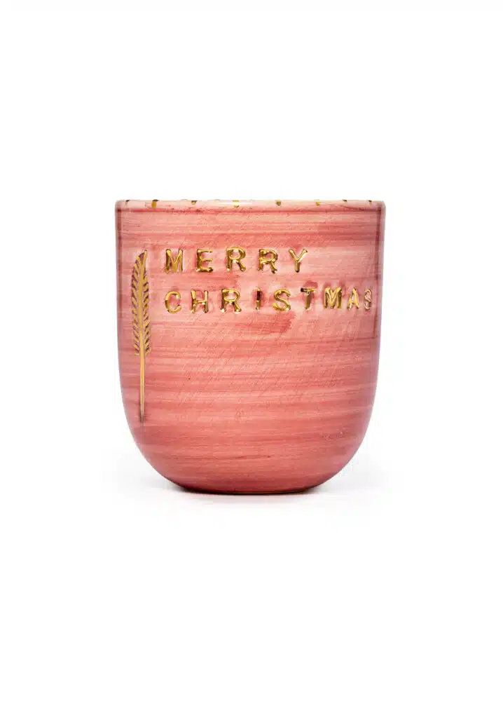 (Special Gift Box) Xmas Merry Christmas Pink Handmade Ceramic Mood Mug