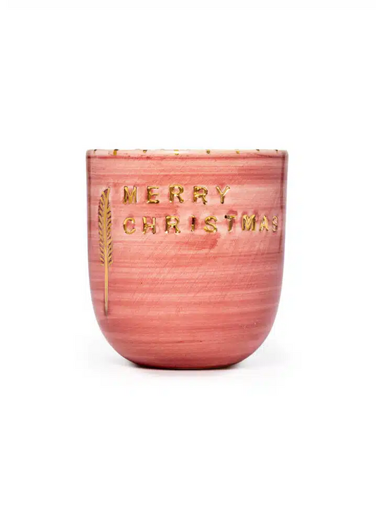 (Special Gift Box) Xmas Merry Christmas Pink Handmade Ceramic Mood Mug