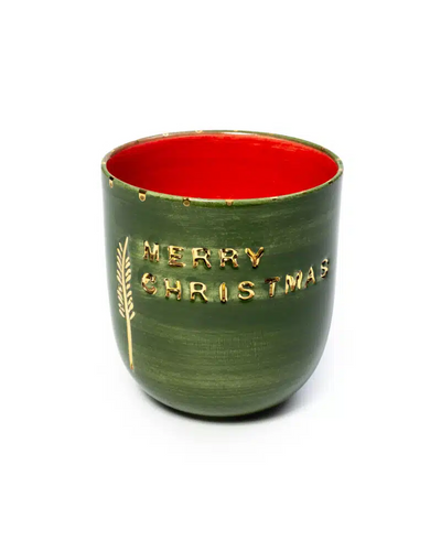 (Special Gift Box) Xmas Merry Christmas Green Handmade Ceramic Mood Mug
