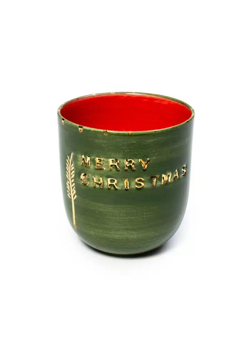 (Special Gift Box) Xmas Merry Christmas Green Handmade Ceramic Mood Mug