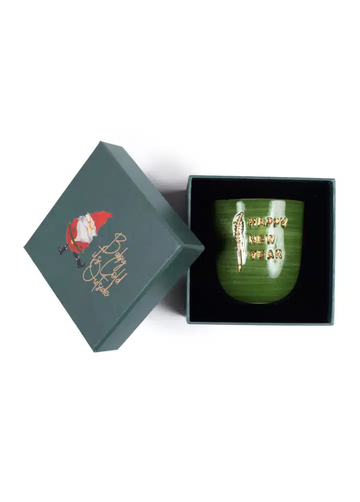 (Special Gift Box) Xmas Merry Christmas Green Handmade Ceramic Mood Mug