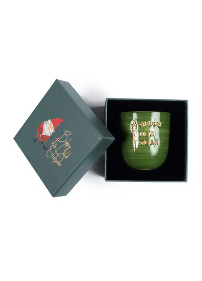 (Special Gift Box) Xmas Merry Christmas Green Handmade Ceramic Mood Mug