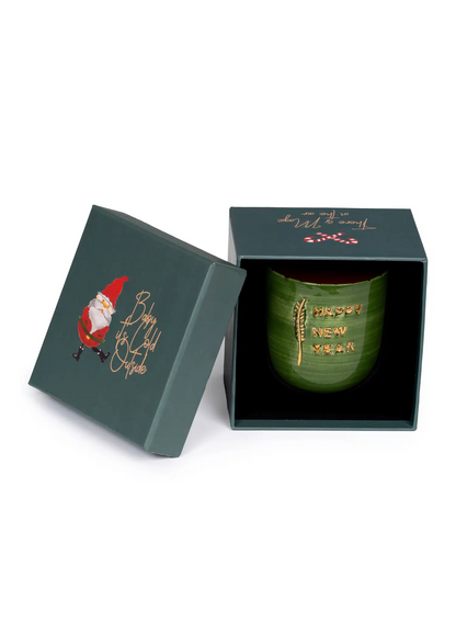 (Special Gift Box) Xmas Merry Christmas Green Handmade Ceramic Mood Mug