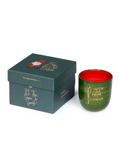 (Special Gift Box) Xmas Merry Christmas Green Handmade Ceramic Mood Mug