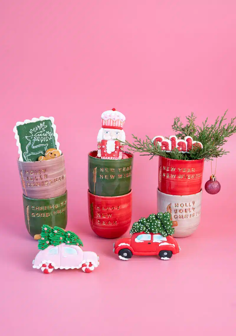 (Special Gift Box) Xmas New Year 6-Piece Handmade Ceramic Mood Mug Set