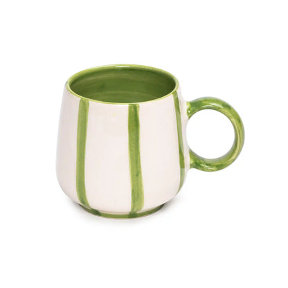Palm Beach Handmade Ceramic Mug with Green Handle
