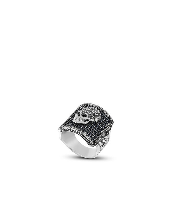Pave Skull Men’s Silver Ring