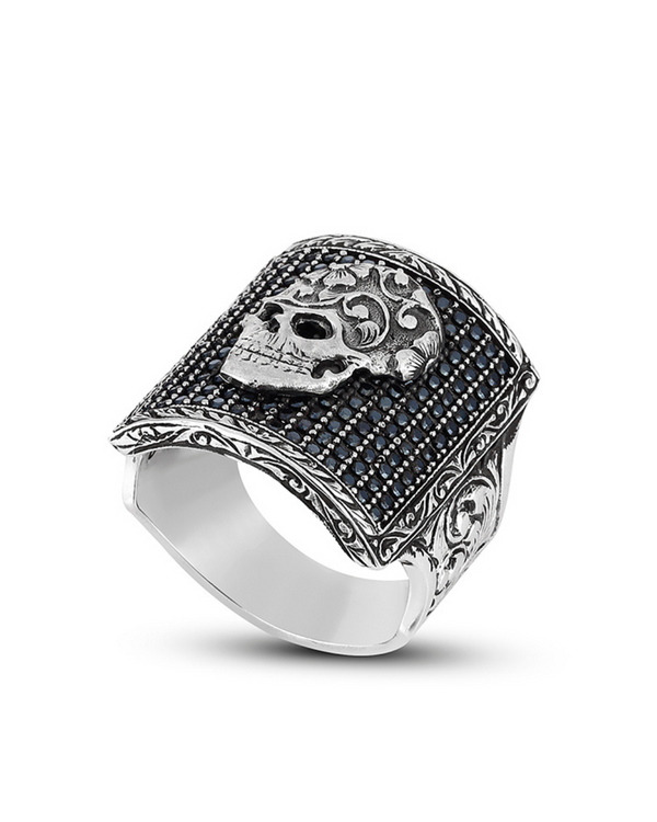 Pave Skull Men’s Silver Ring