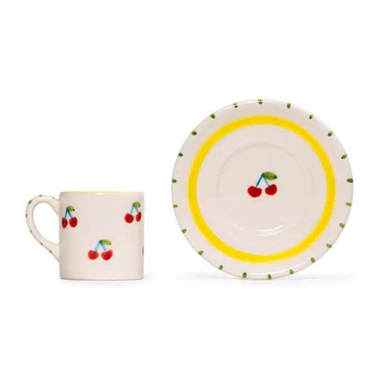Petite Blue Berry - Cherry Handmade Ceramic Coffee Cup Set