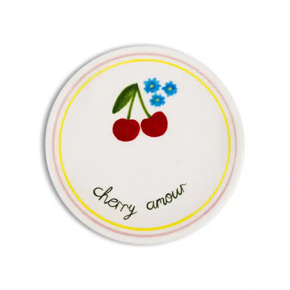 Petite Cherry Handmade Ceramic Dessert Plate (18 cm)