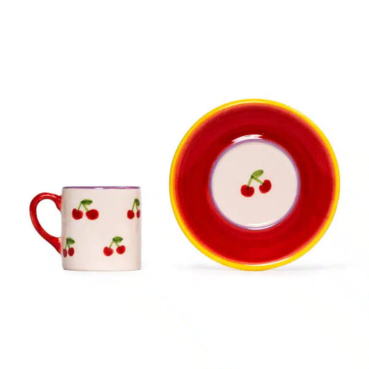 Petite Cherry Handmade Ceramic Coffee Cup Set