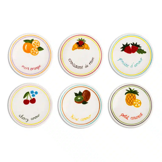 Petite Handmade Ceramic Dessert Plate Set of 6 (18 cm)