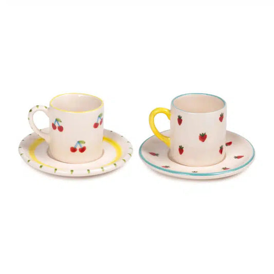 Petite Handmade Ceramic Coffee Cup Set of 2 with Special Gift Box