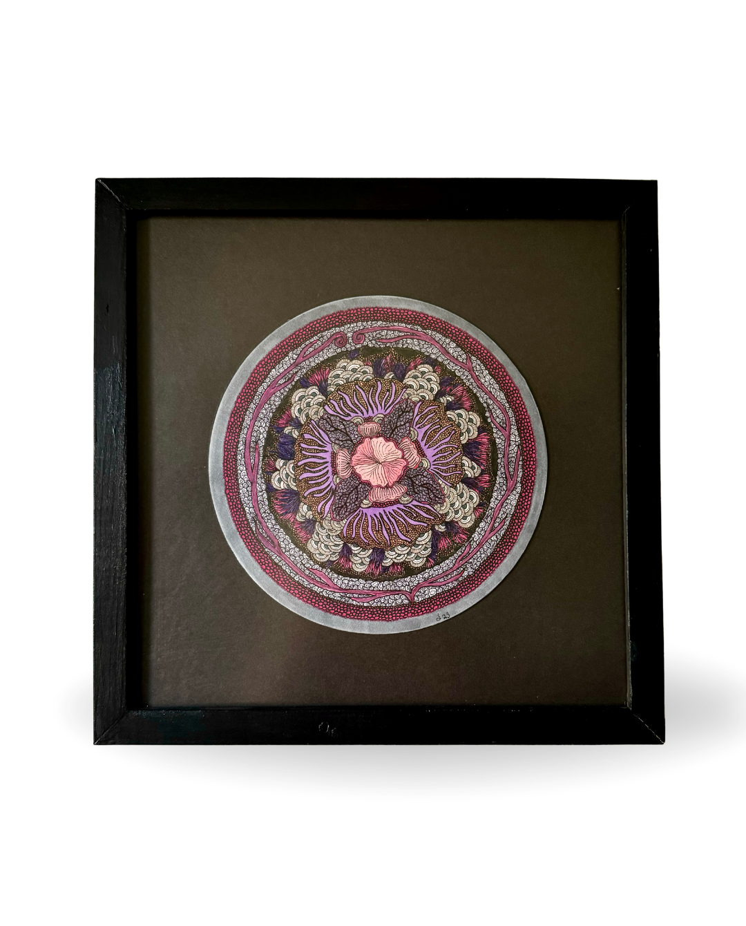 Pink Coral 31.5x31.5cm Neo-Organic Ocean-Inspired Drawing