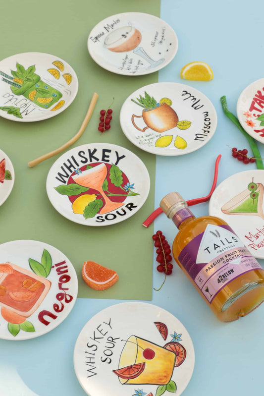 Pop-Up Cocktail Handmade Ceramic Plate Set of 10