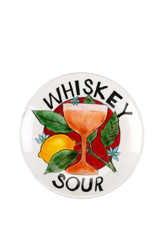 Whiskey Sour Pop-Up Cocktail Handmade Ceramic Plate 15 cm