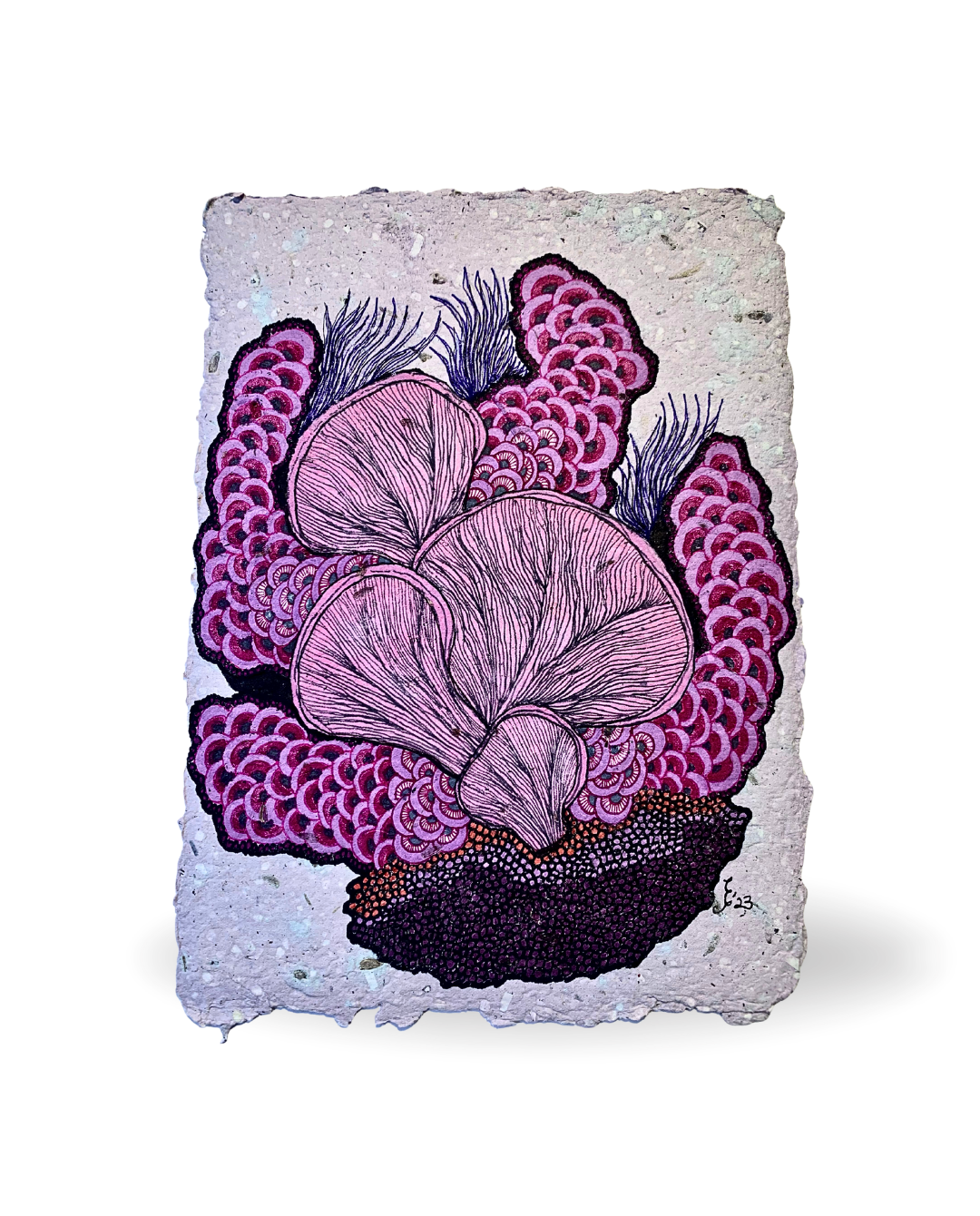 Purple Reef 15x21cm Neo-Organic Surrealist Drawing