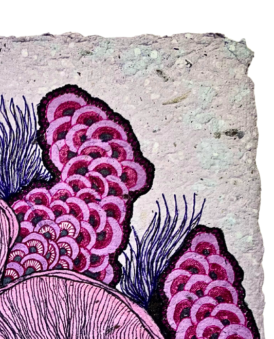 Purple Reef 15x21cm Neo-Organic Surrealist Drawing