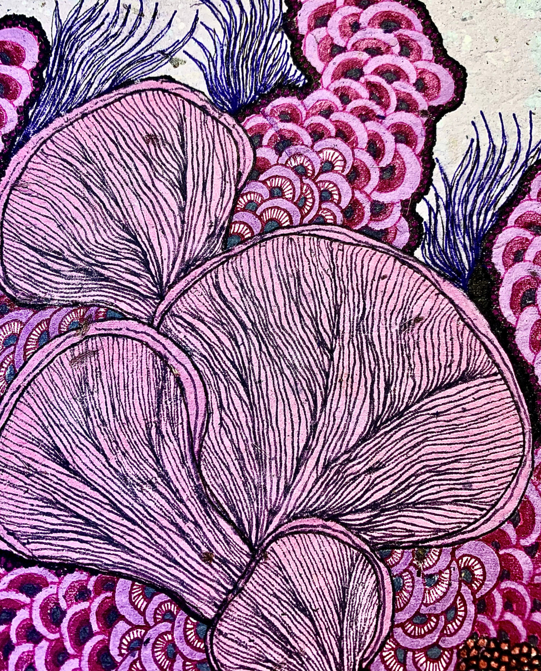 Purple Reef 15x21cm Neo-Organic Surrealist Drawing