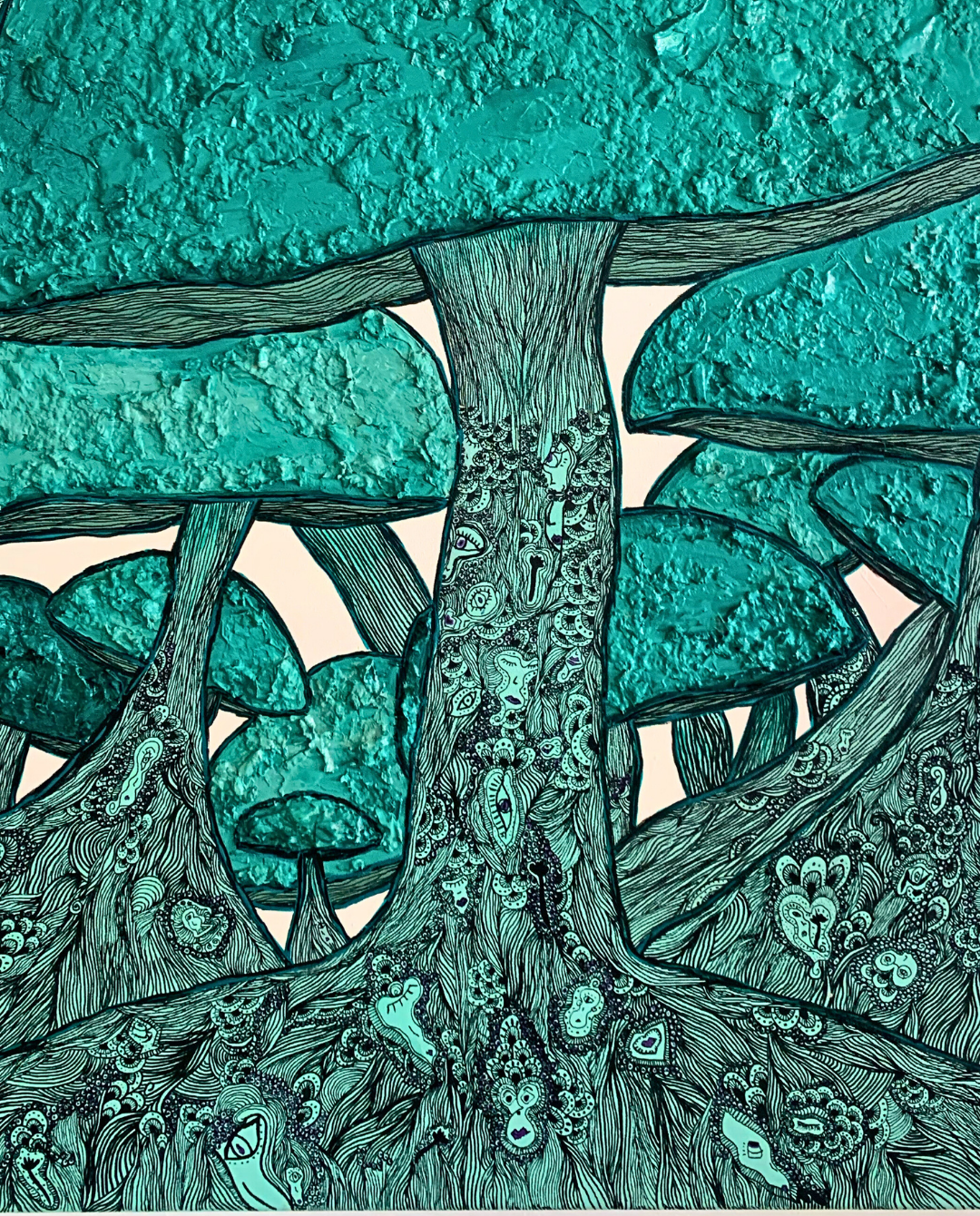 Re-Born 90x115cm Signature Mixed Media Fungi Artwork