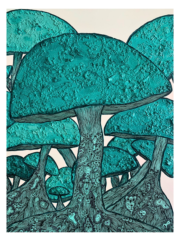 Re-Born 90x115cm Signature Mixed Media Fungi Artwork