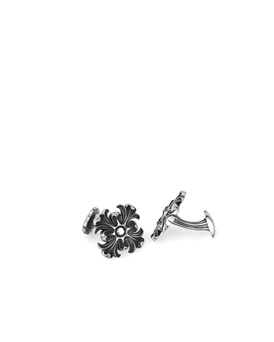 Rosette Round FX Silver Cufflinks