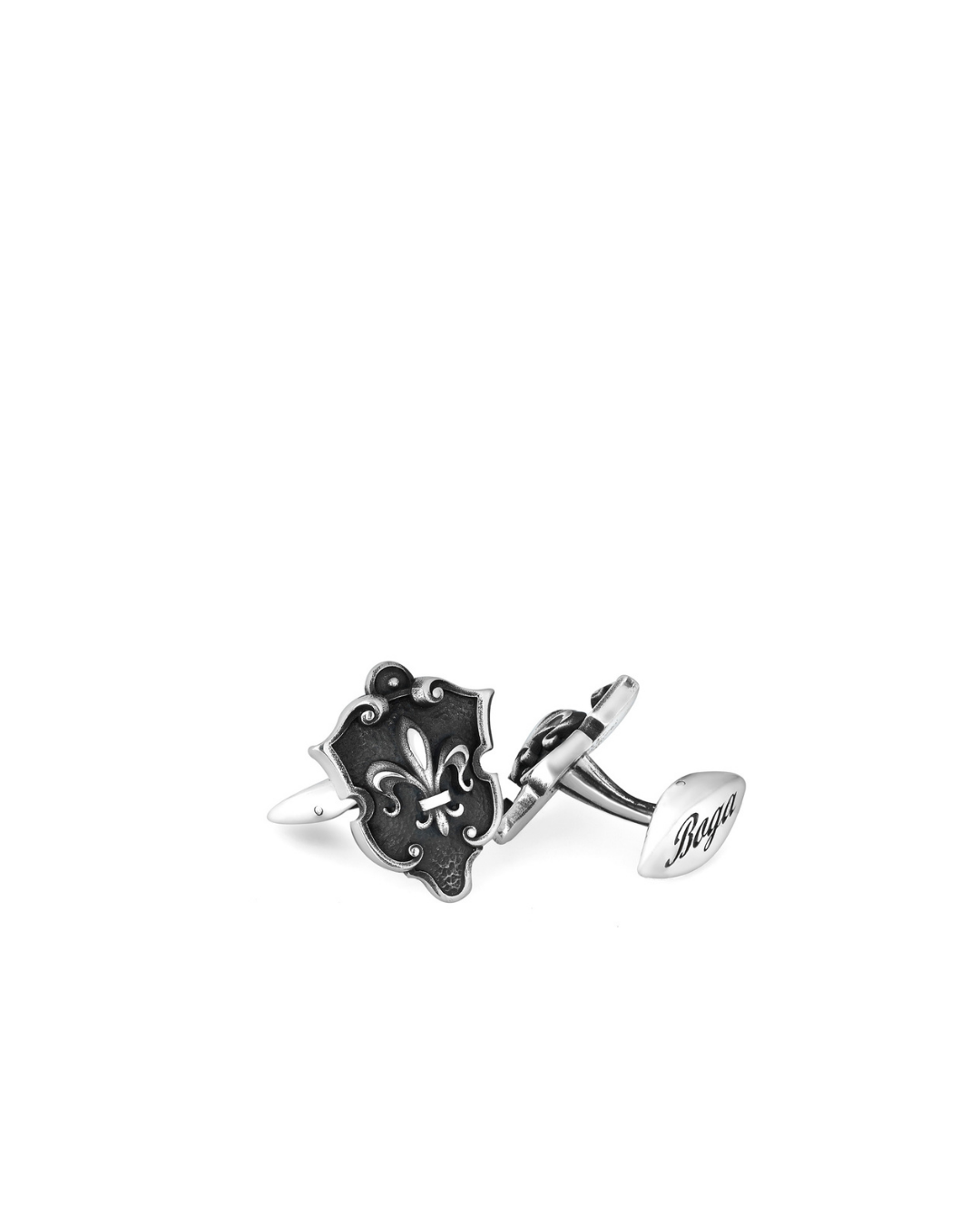 Shield Fleur De Lis Silver Cufflinks