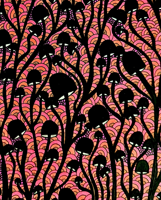 Shroom Ivy 26x39.5cm Neo-Organic Surrealist Drawing