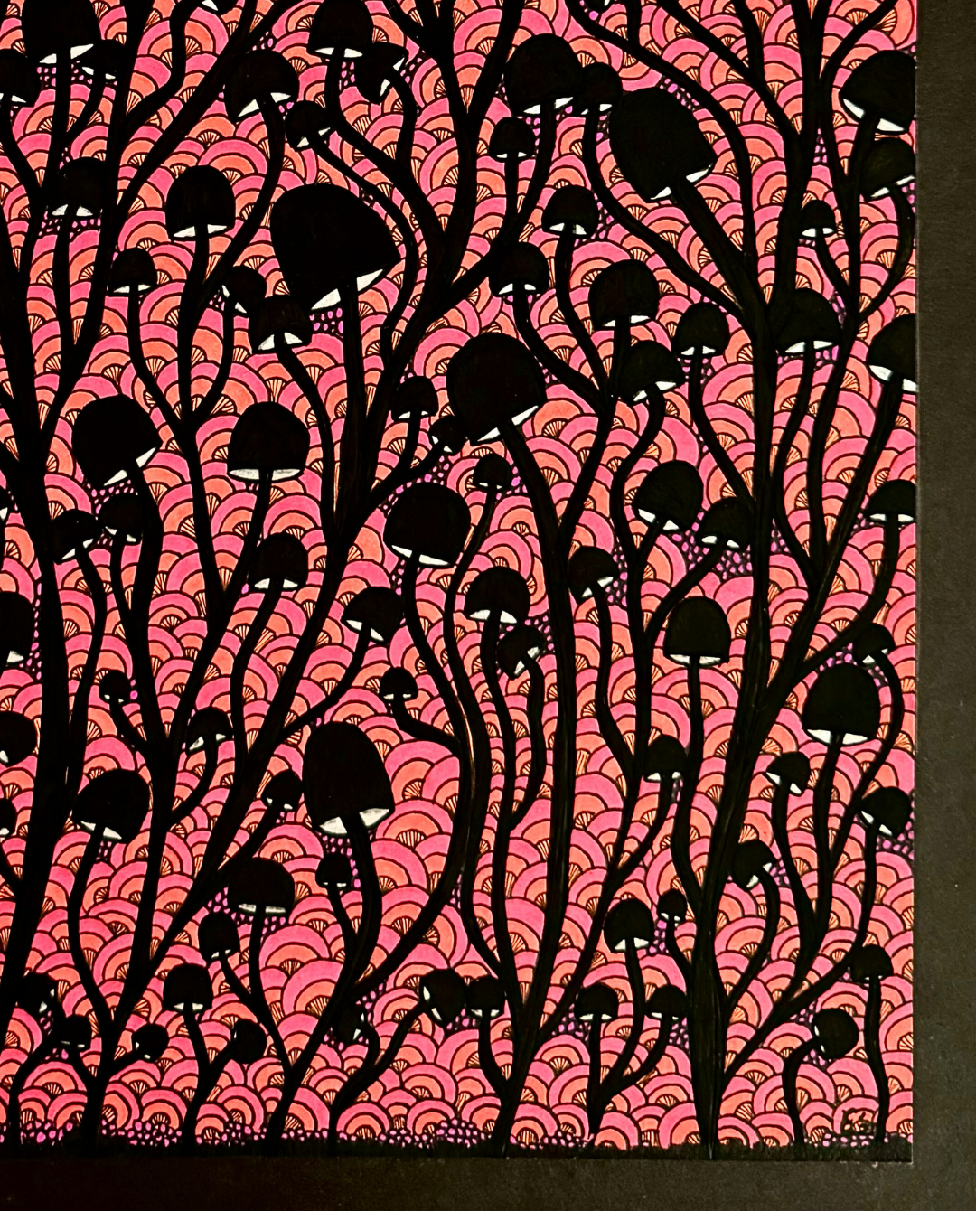 Shroom Ivy 26x39.5cm Neo-Organic Surrealist Drawing