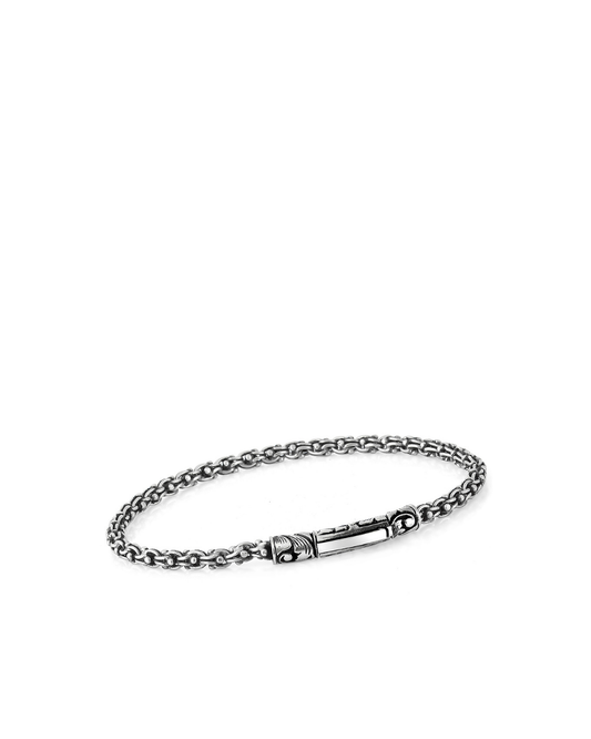 Single Lock Long Chain Men’s Silver Bracelet
