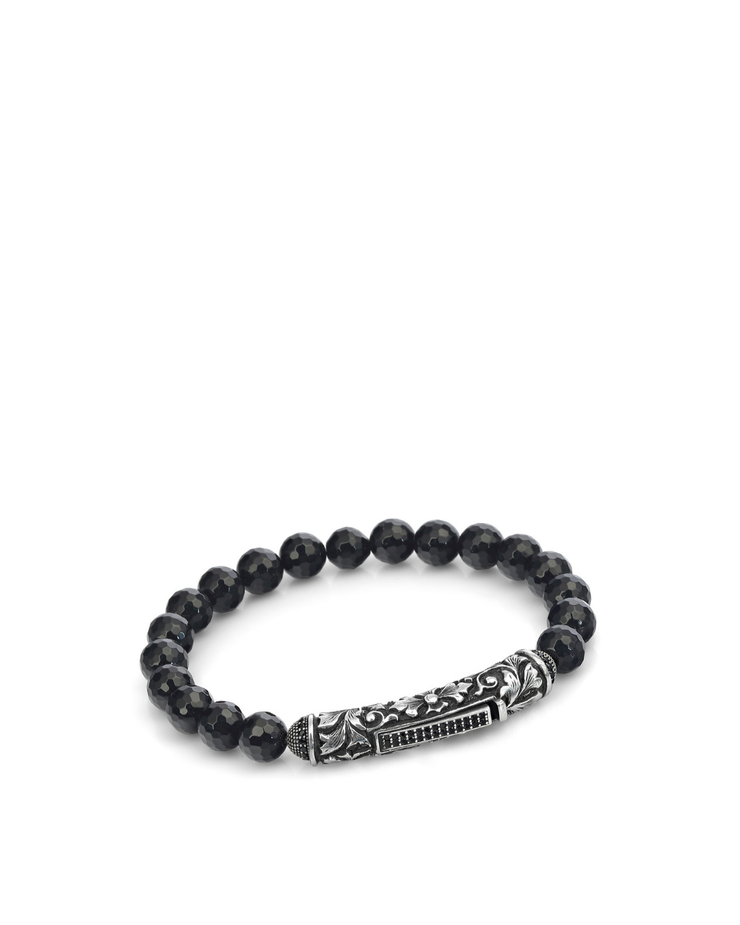 Single Lock Long L Zircon GS Men’s Silver Bracelet