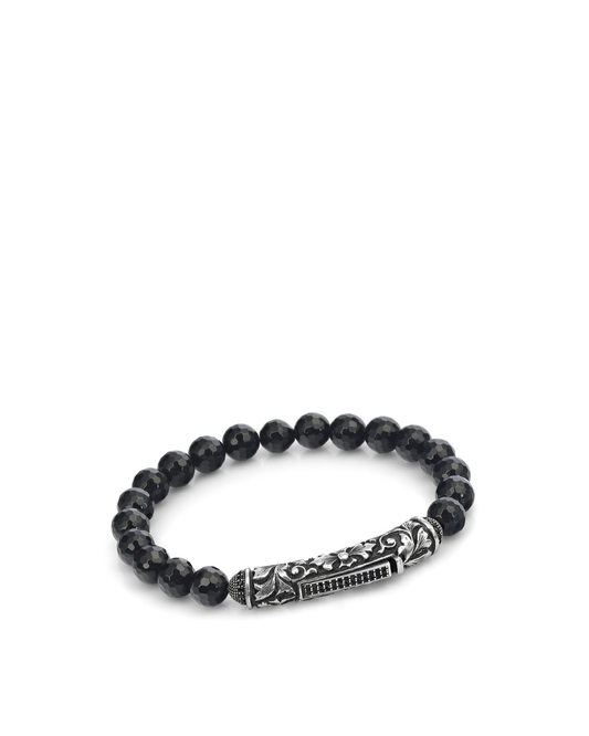 Single Lock Long L Zircon GS Men’s Silver Bracelet